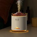 H2O humidifier emitting steam on a dark background